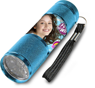 Dětská hliníková LED baterka Soy Luna azurová